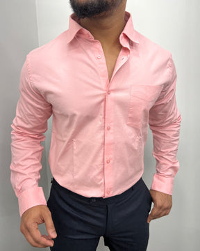 Light Peach Business Class Oxford Lycra Formal Shirt