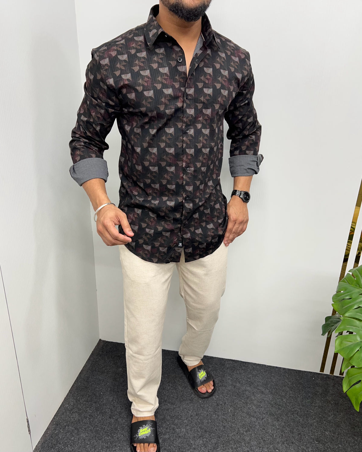 Imported Party Wear Printed Shirts Black and red