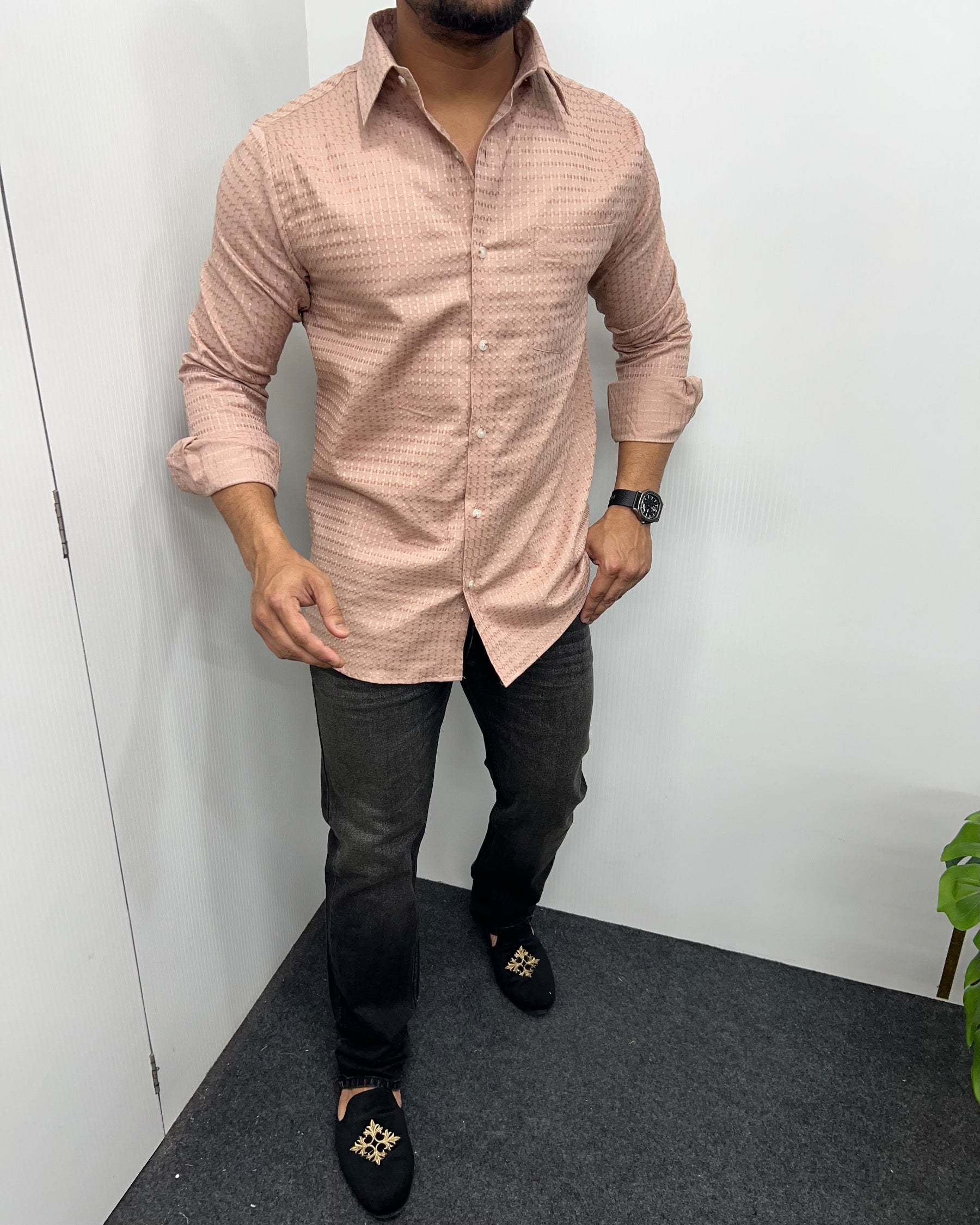 Ivory Self Embroidery Shirt