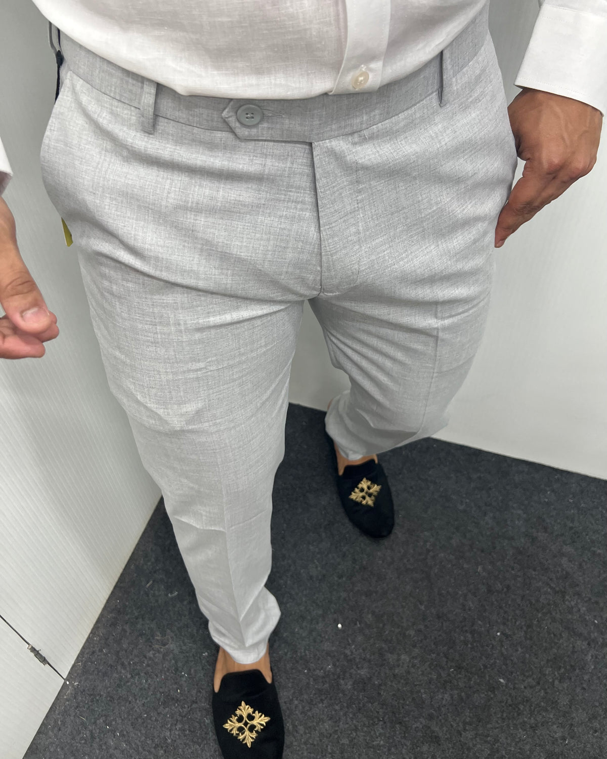 Melange Light Gray Flexiwaist Business Class Formal Pant