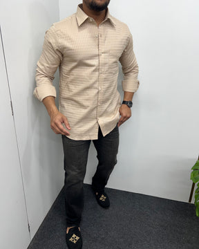 Cream Self Embroidery Shirt