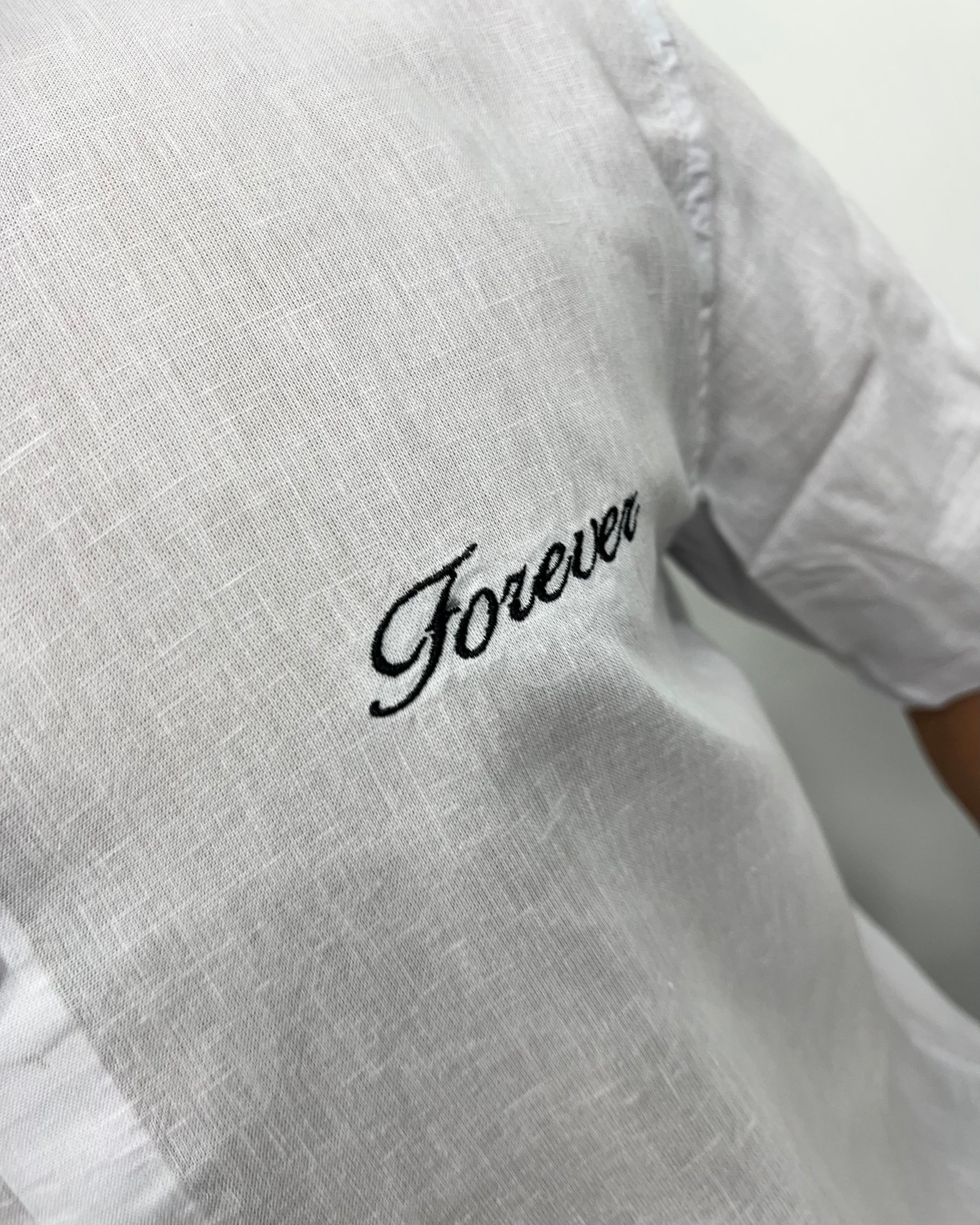 Embroidery Cotton Linen Half Shirt