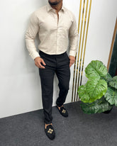 Beige Cotton Gingham Checks Shirt