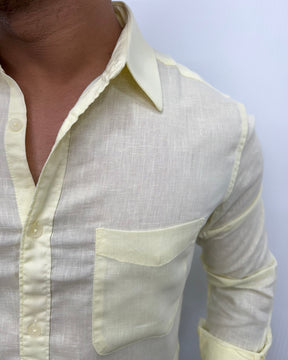 Lemon Yellow Lyocell Linen Shirt