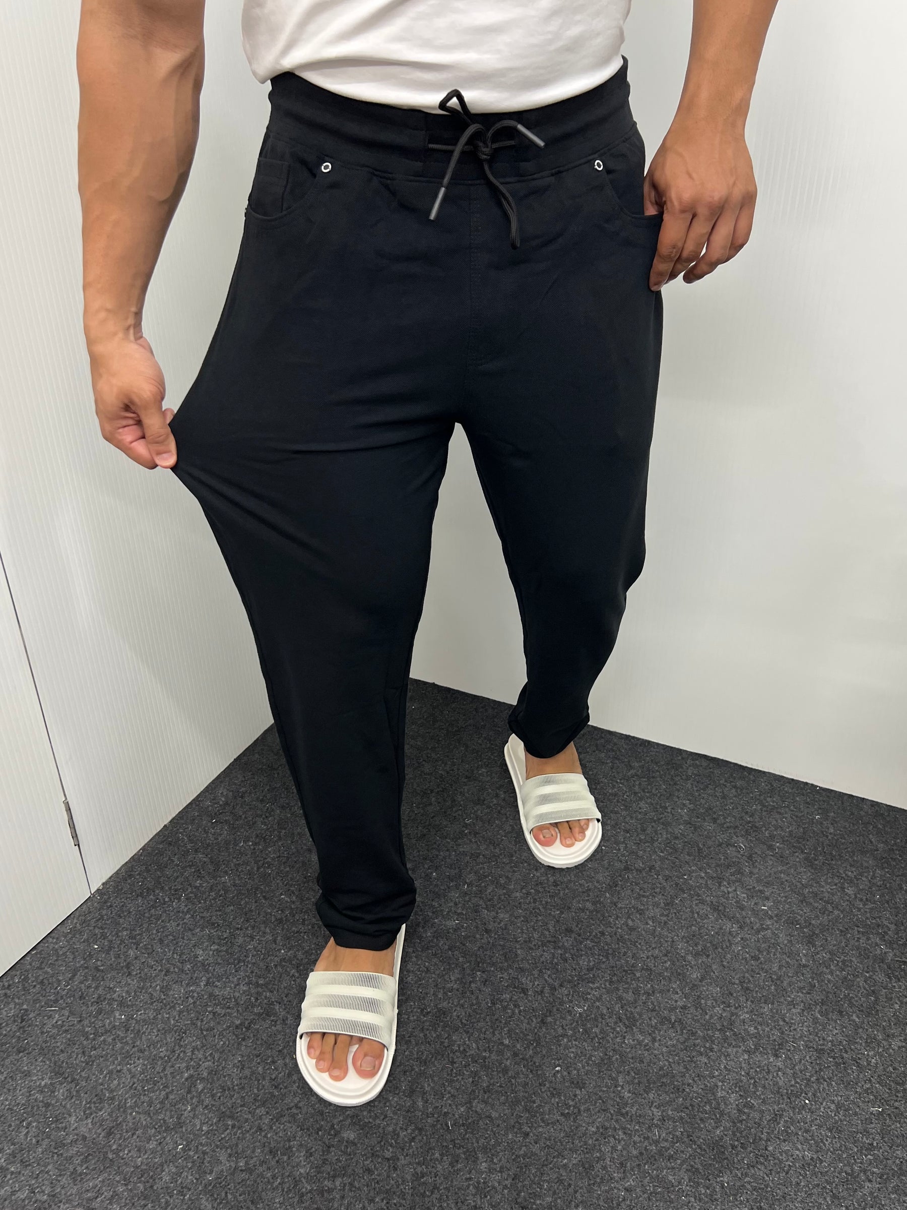 Black Premium Cotton Matty Track Pant