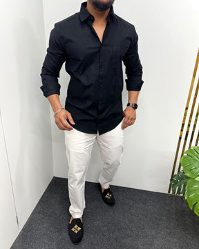 Black Business Class Oxford Lycra Formal Shirt