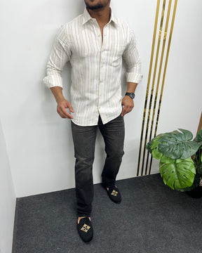 Self Striped Jute Cotton Shirt