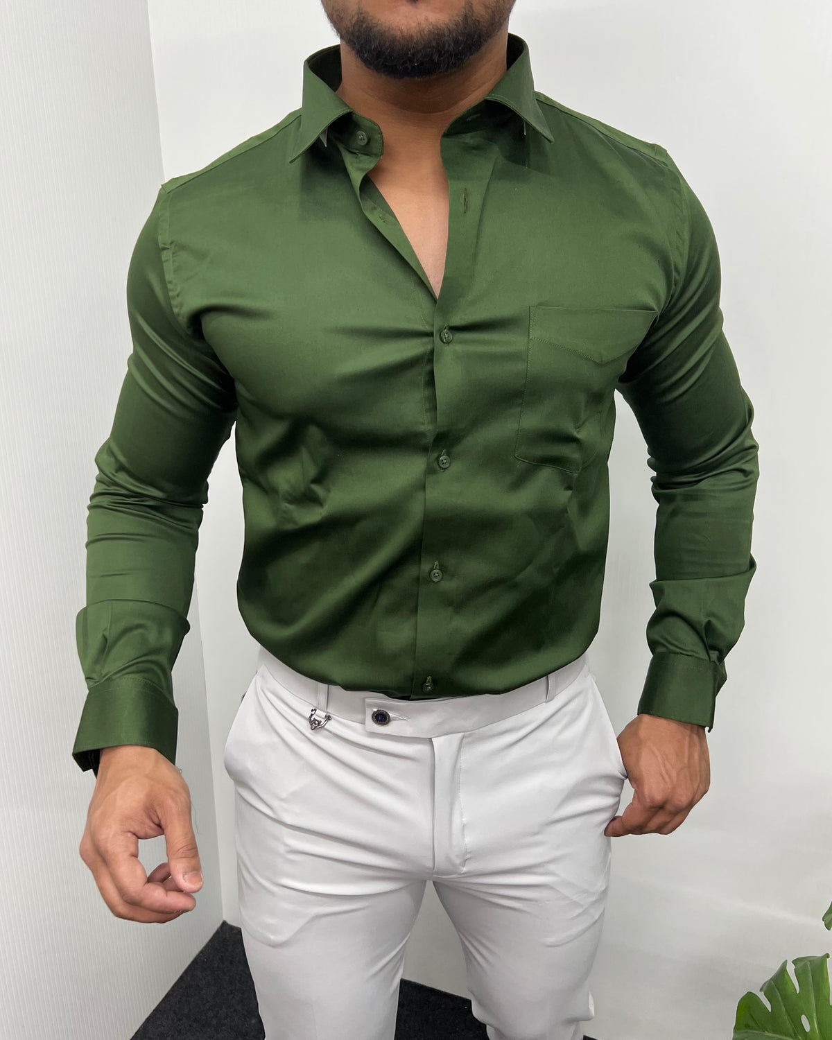 Mehandi Cotton Satin Shirt