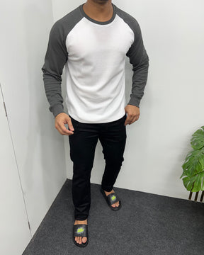 White & Dark Gray Raglan T-Shirt