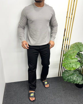 Light Gray Plain Knit T-Shirt