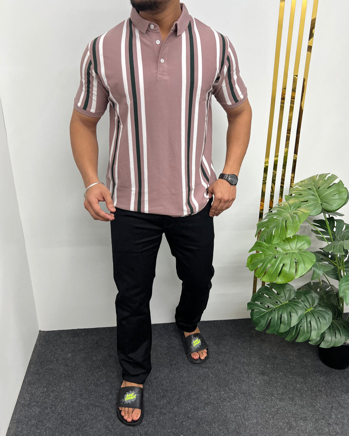 Peach Matty Striped T-Shirt