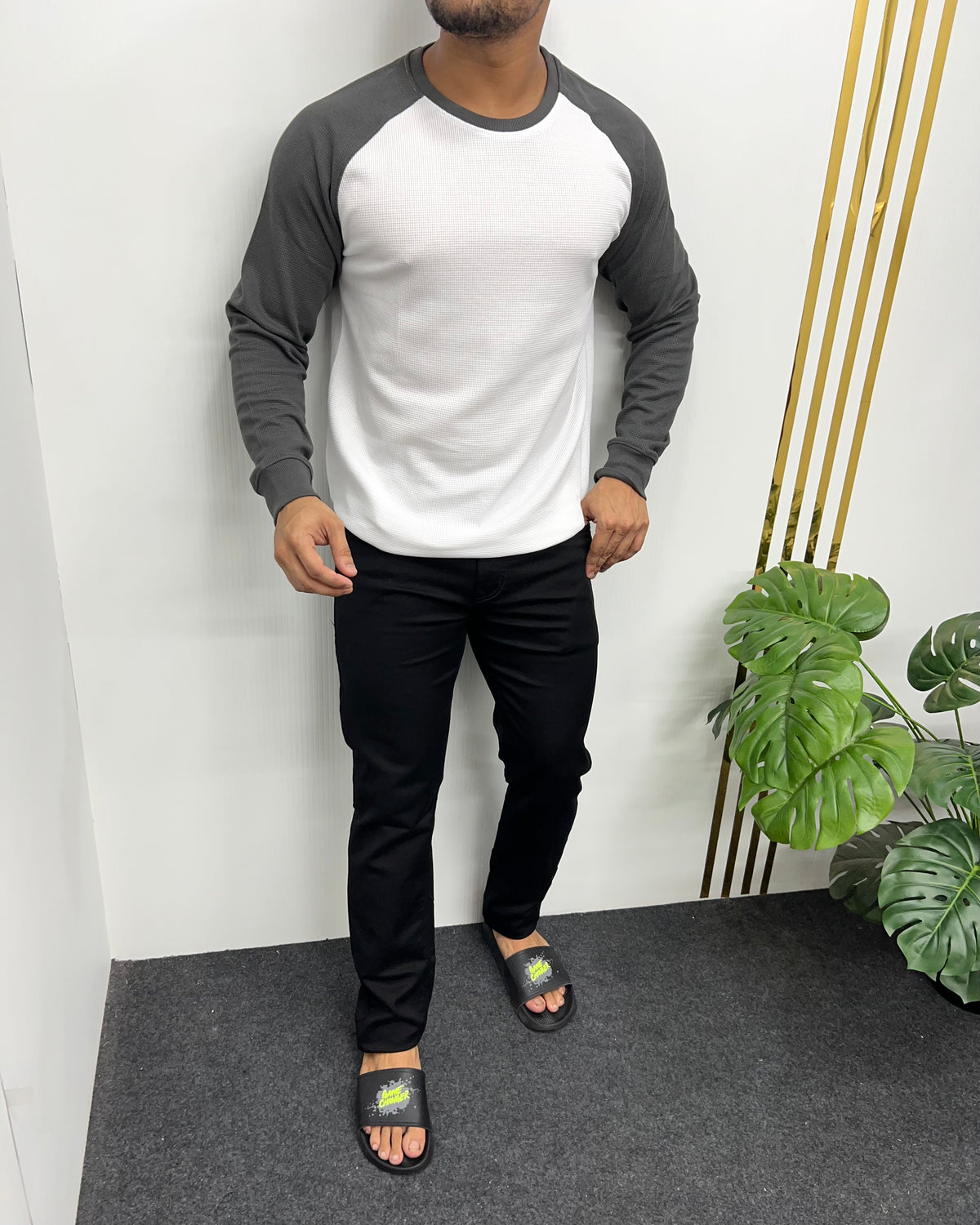 White & Dark Gray Raglan T-Shirt