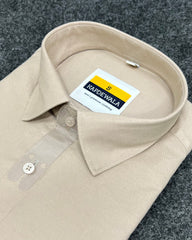 Pastel Cream Business Class Oxford Lycra Formal Shirt