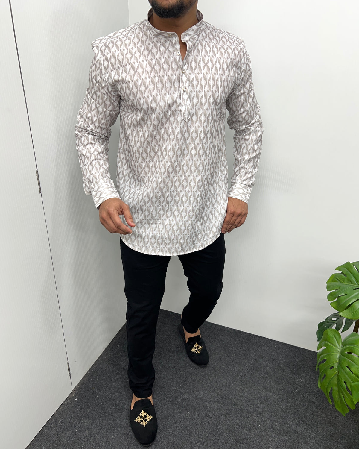 Jari Fabric Printed Premium Short Kurta