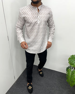 Jari Fabric Printed Premium Short Kurta