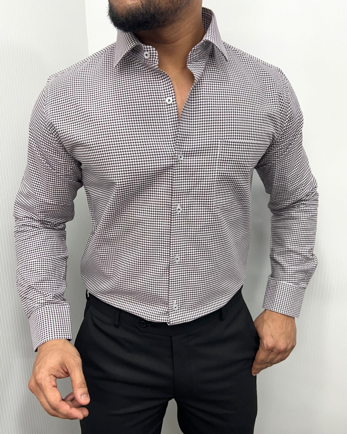 Brown Cotton Gingham Checks Shirt