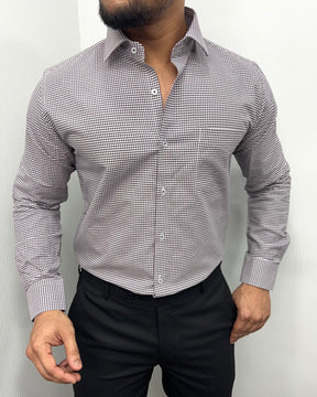 Brown Cotton Gingham Checks Shirt