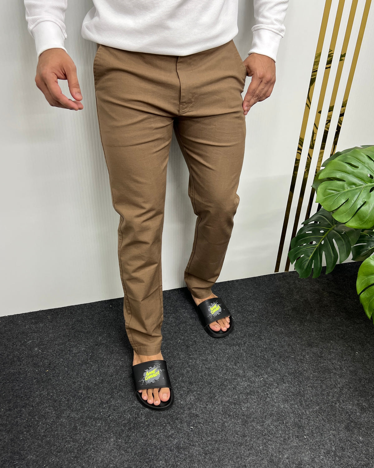 Mill Made Brown Cotton Linen Pant