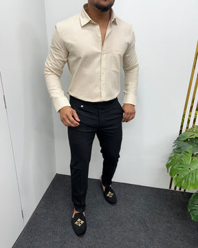Cream Cotton Gingham Checks Shirt