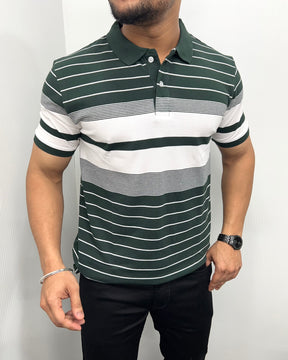 Green Collar Matty Striped T-Shirt