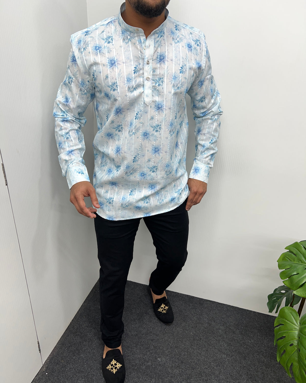 Jari Fabric Printed Premium Short Kurta