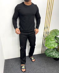 Black Plain Knit T-Shirt