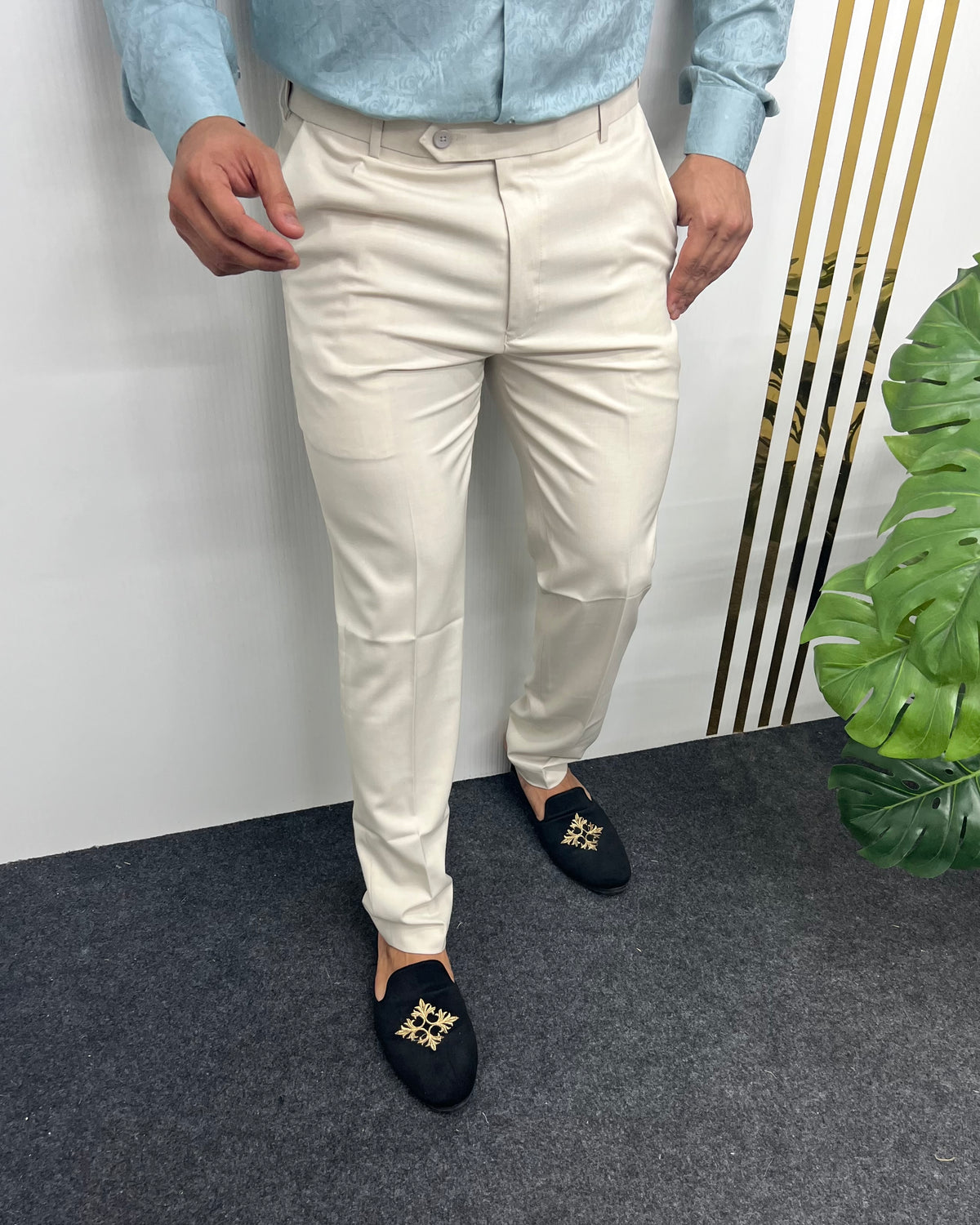 Pastle Cream Flexiwaist Business Class Formal Pant