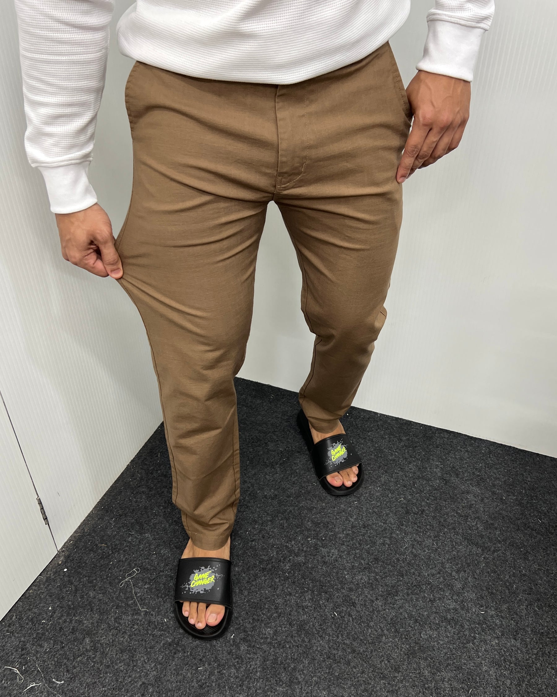 Mill Made Brown Cotton Linen Pant