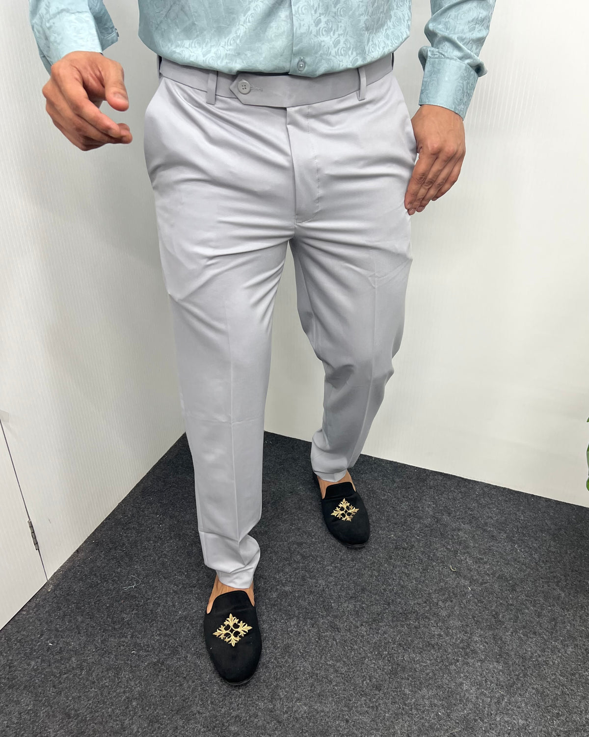 Light Grey Heavy Viscose Satin Flexiwaist Business Class Formal Pant