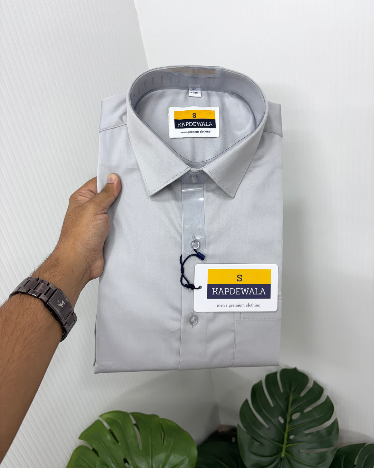 Light Gray Cotton Satin Lycra Shirt