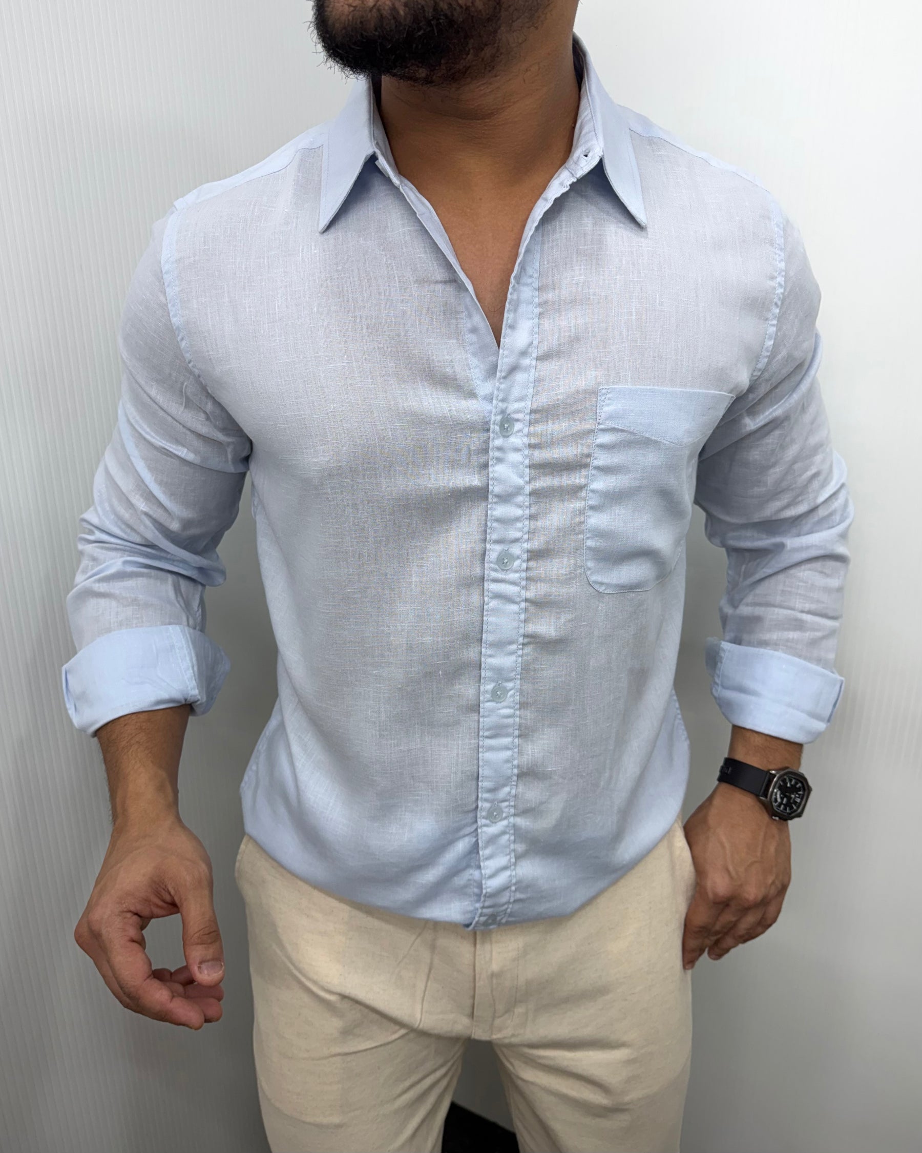 Sky Blue Lyocell Linen Shirt