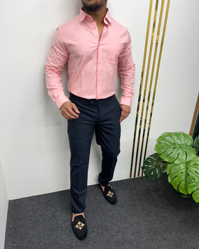 Light Peach Business Class Oxford Lycra Formal Shirt