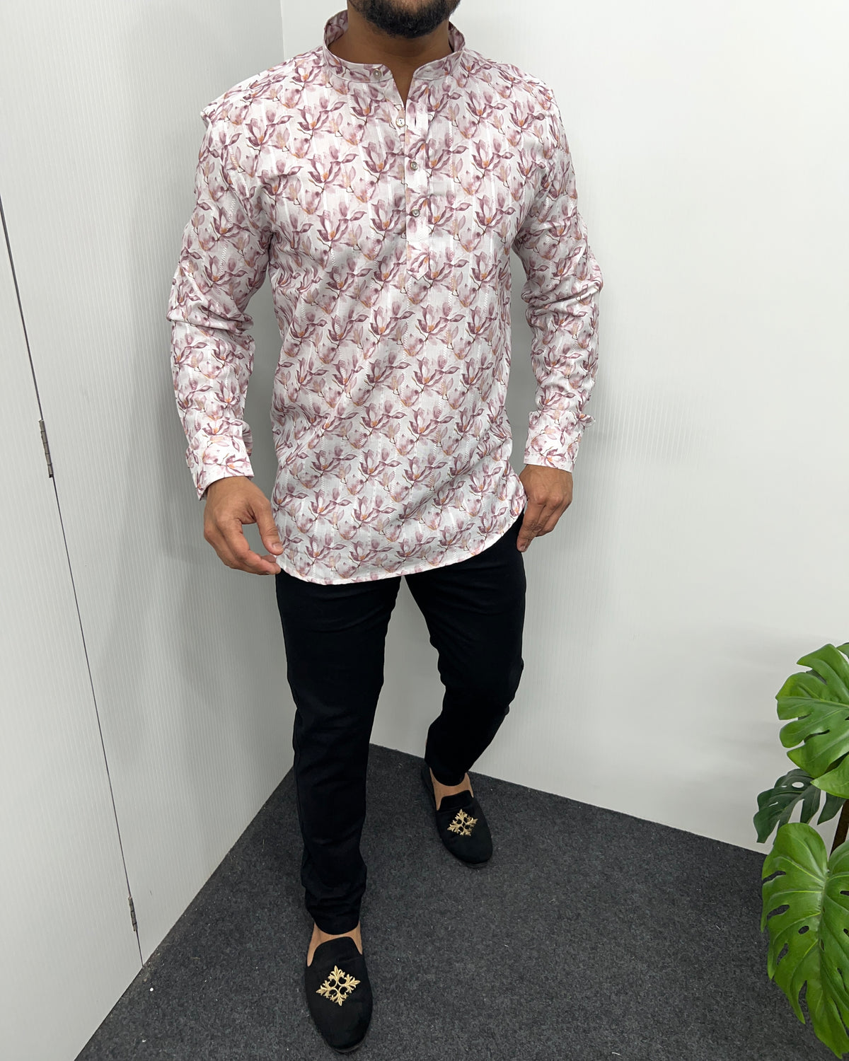 Jari Fabric Printed Premium Short Kurta