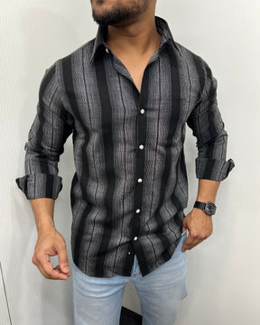 Self Striped Jute Cotton Shirt