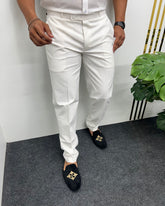 White Heavy Quality Linen Blend Formal Pant