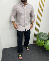 Brown Cotton Oxford Striped Shirt