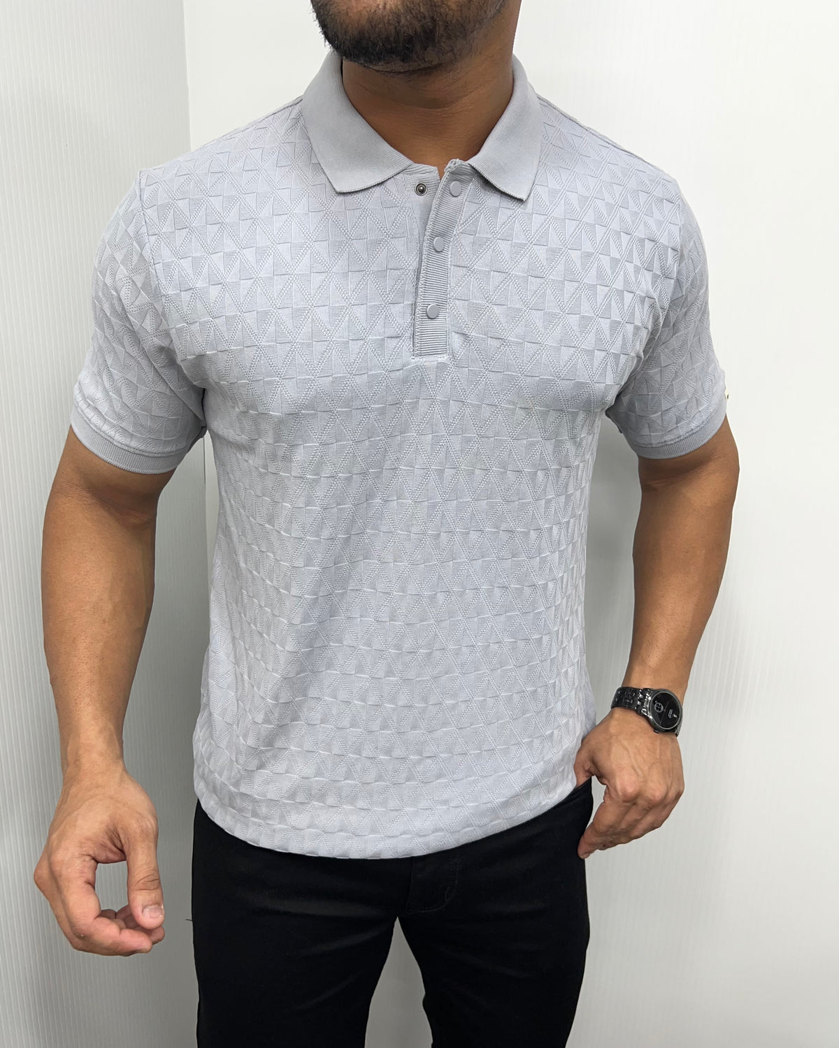 Light Gray Premium Jacquard T-Shirt