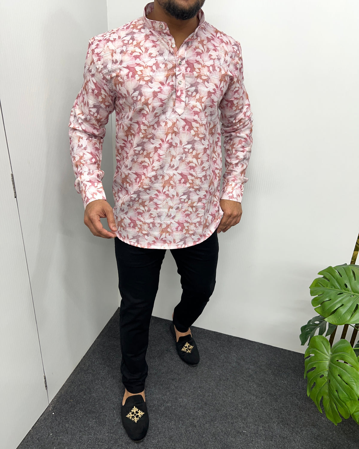 Jari Fabric Printed Premium Short Kurta