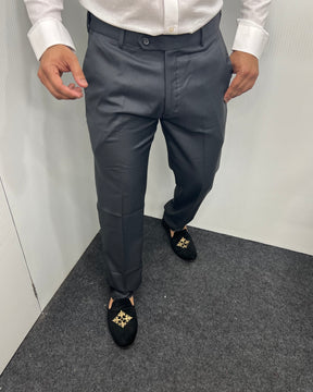 Dark Gray Straight Fit Dobby Flexiwaist Business Class Formal Pant