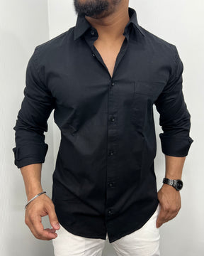 Black Business Class Oxford Lycra Formal Shirt