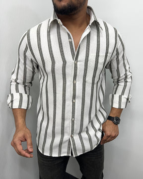 Self Striped Jute Cotton Shirt