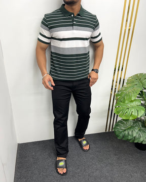 Green Collar Matty Striped T-Shirt