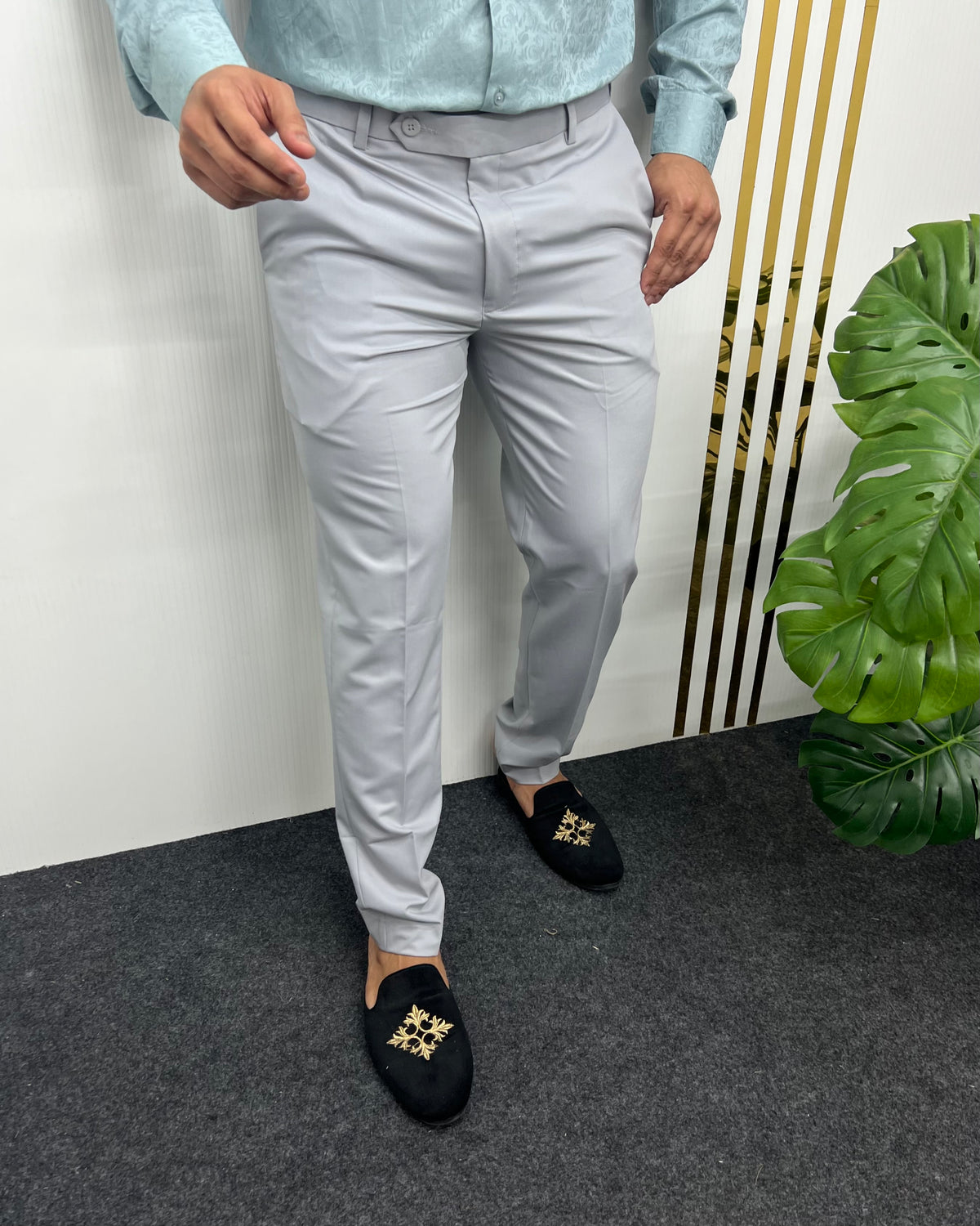 Light Grey Heavy Viscose Satin Flexiwaist Business Class Formal Pant