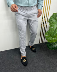 Light Grey Heavy Viscose Satin Flexiwaist Business Class Formal Pant