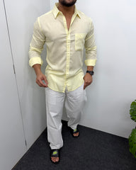 Lemon Yellow Lyocell Linen Shirt