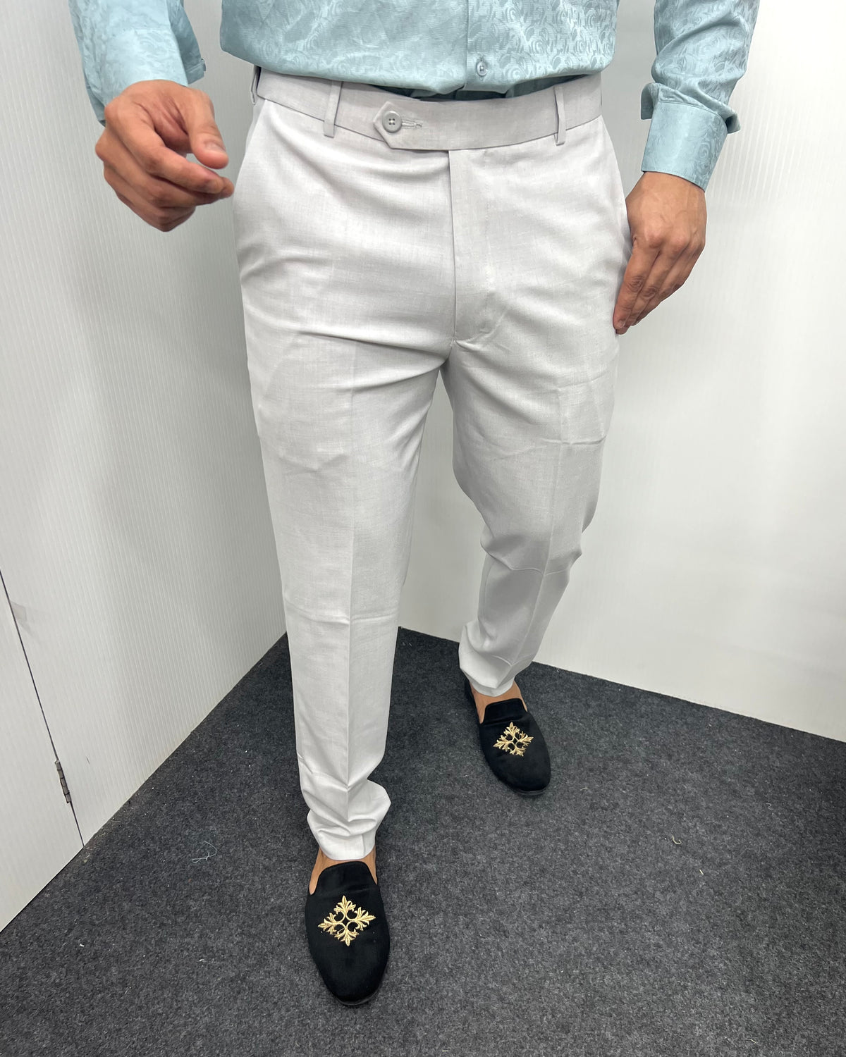 White Gray Flexiwaist Business Class Formal Pant