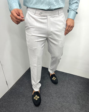 White Gray Flexiwaist Business Class Formal Pant