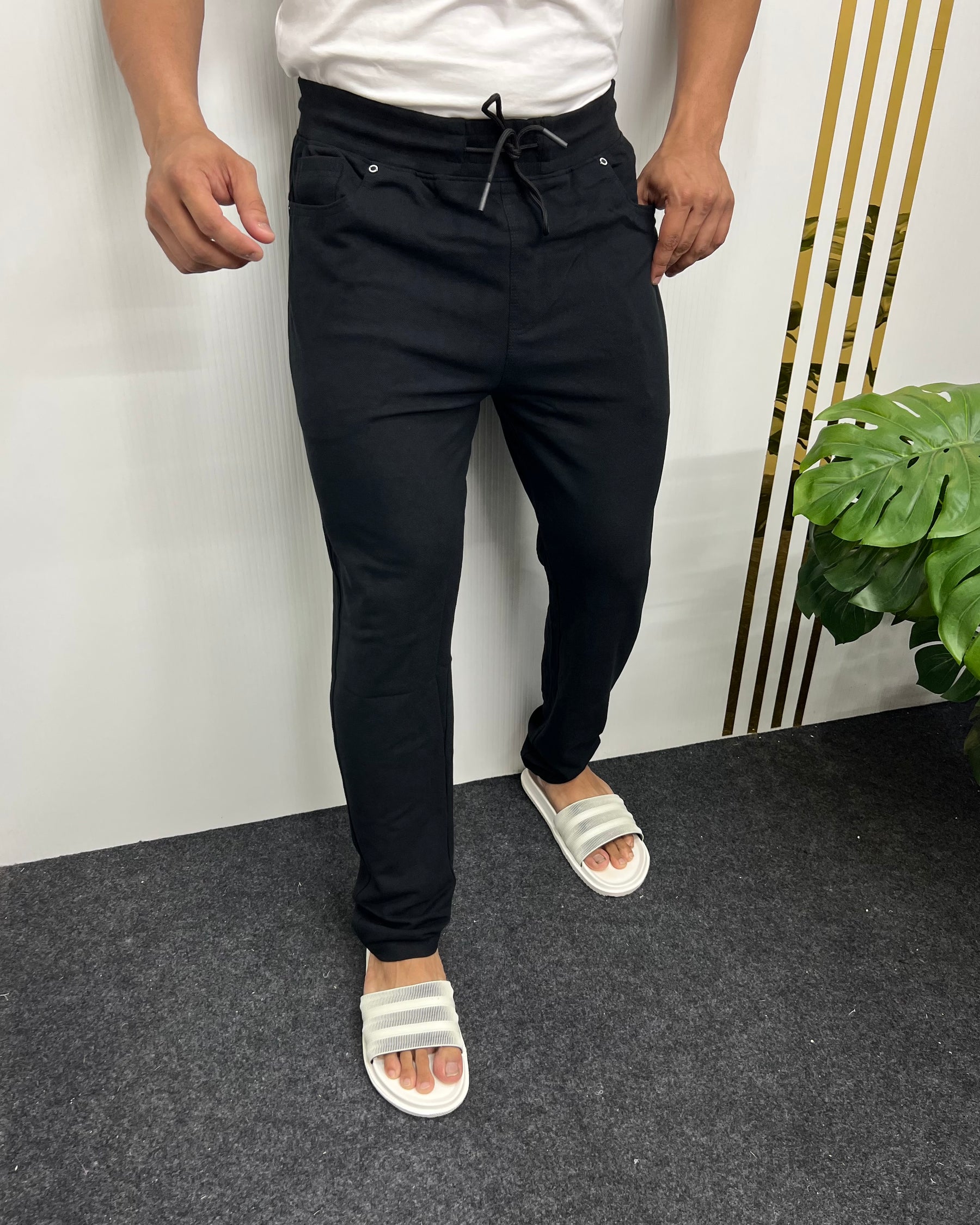 Black Premium Cotton Matty Track Pant