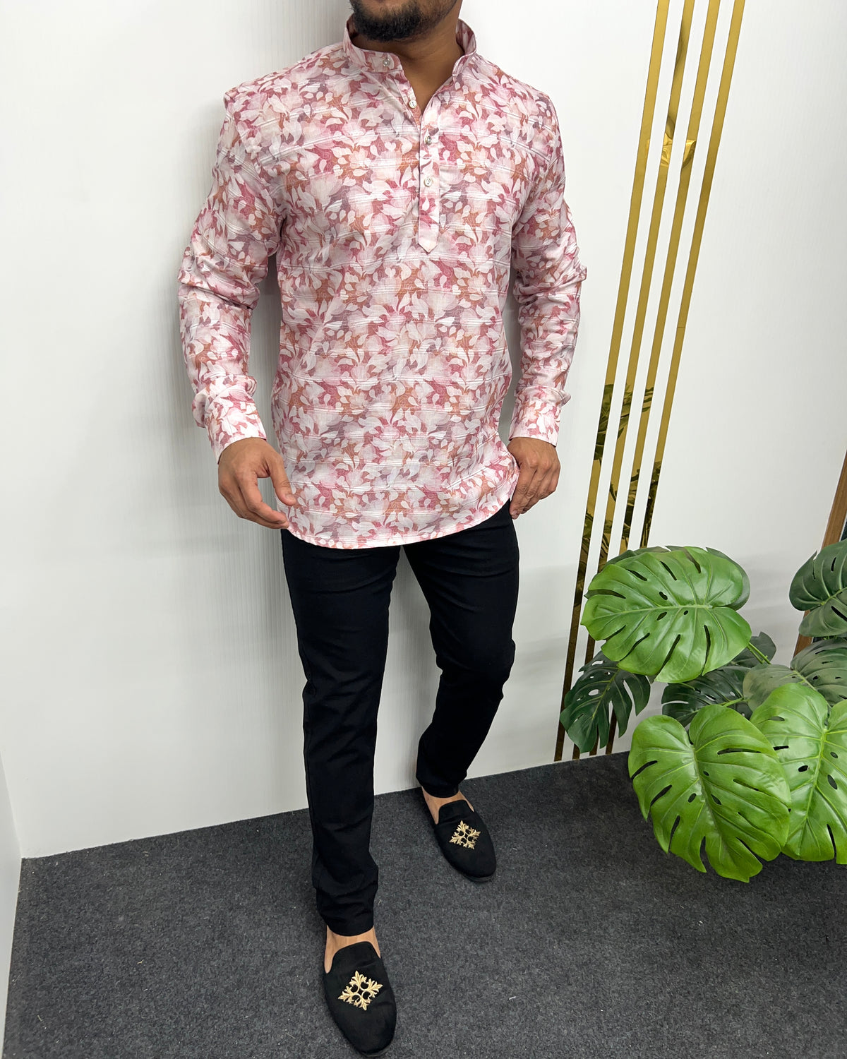 Jari Fabric Printed Premium Short Kurta