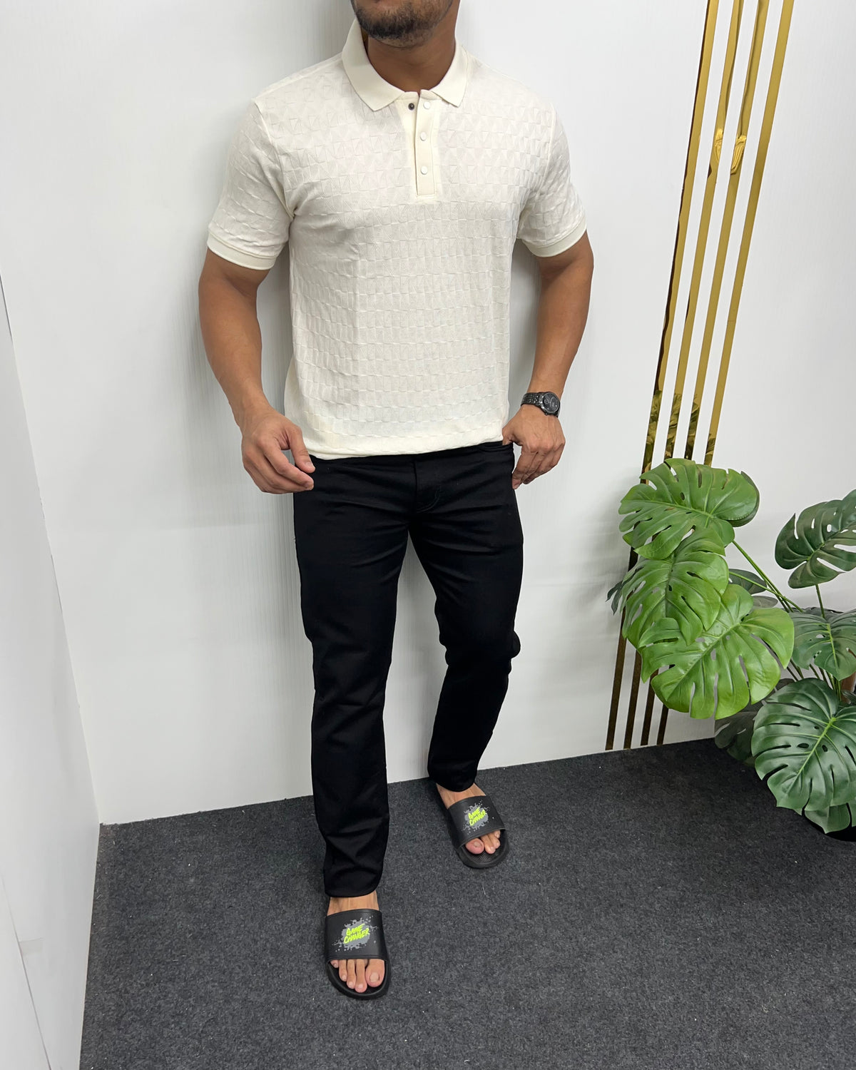 Off White Premium Jacquard T-Shirt